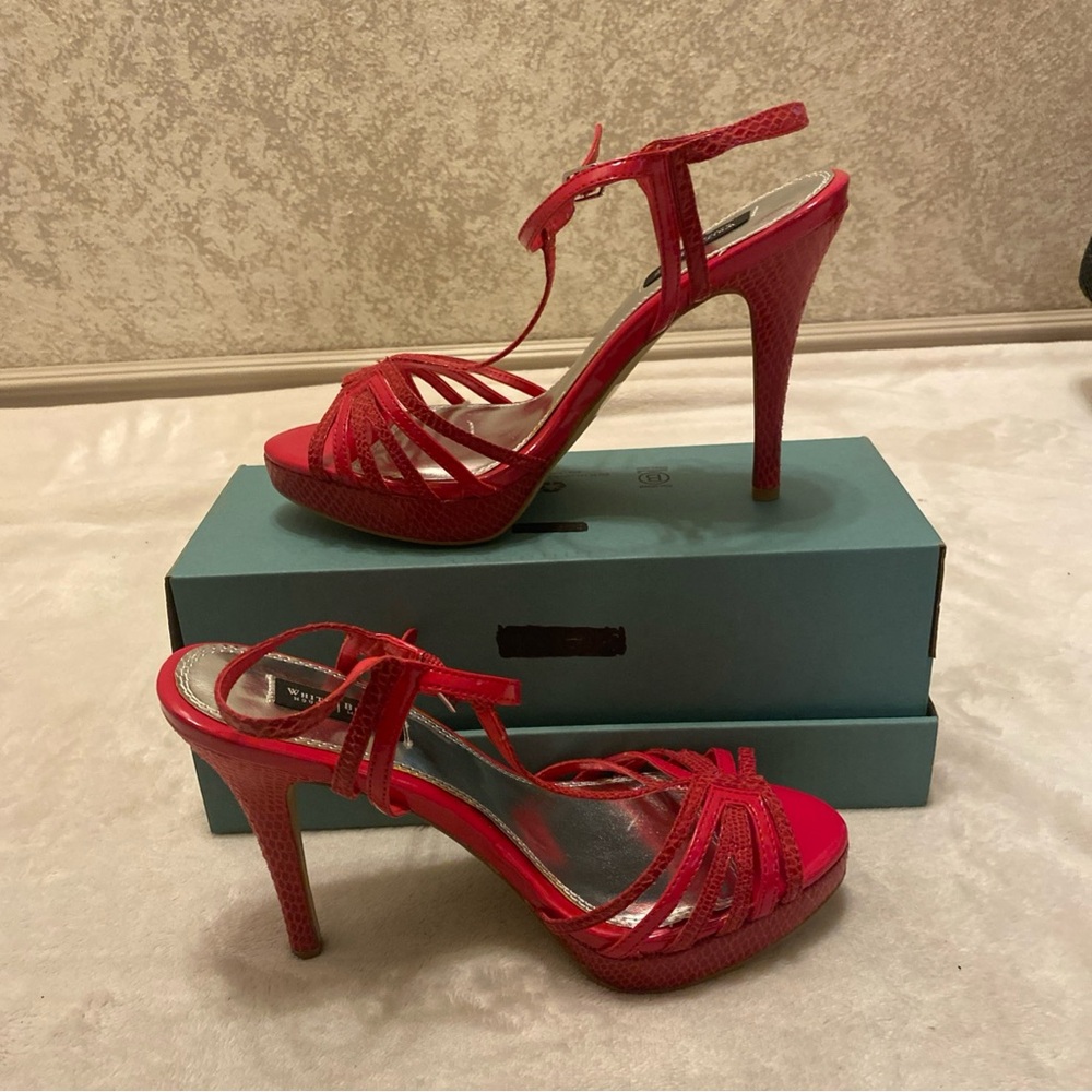 White House Black Market Red Strappy Heels